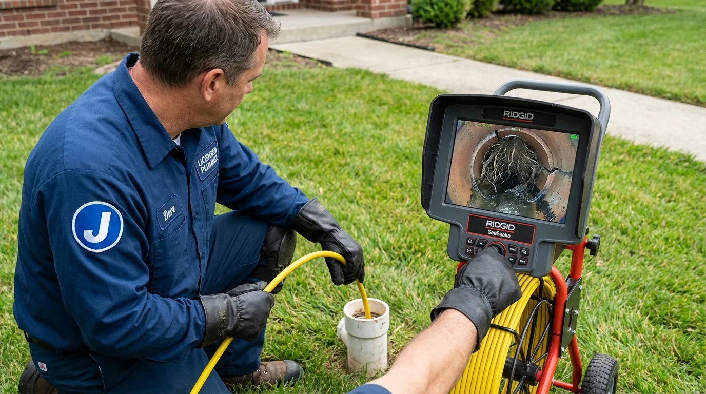 Sewer camera inspection being performed by Johns Plumbing LLC in Linton